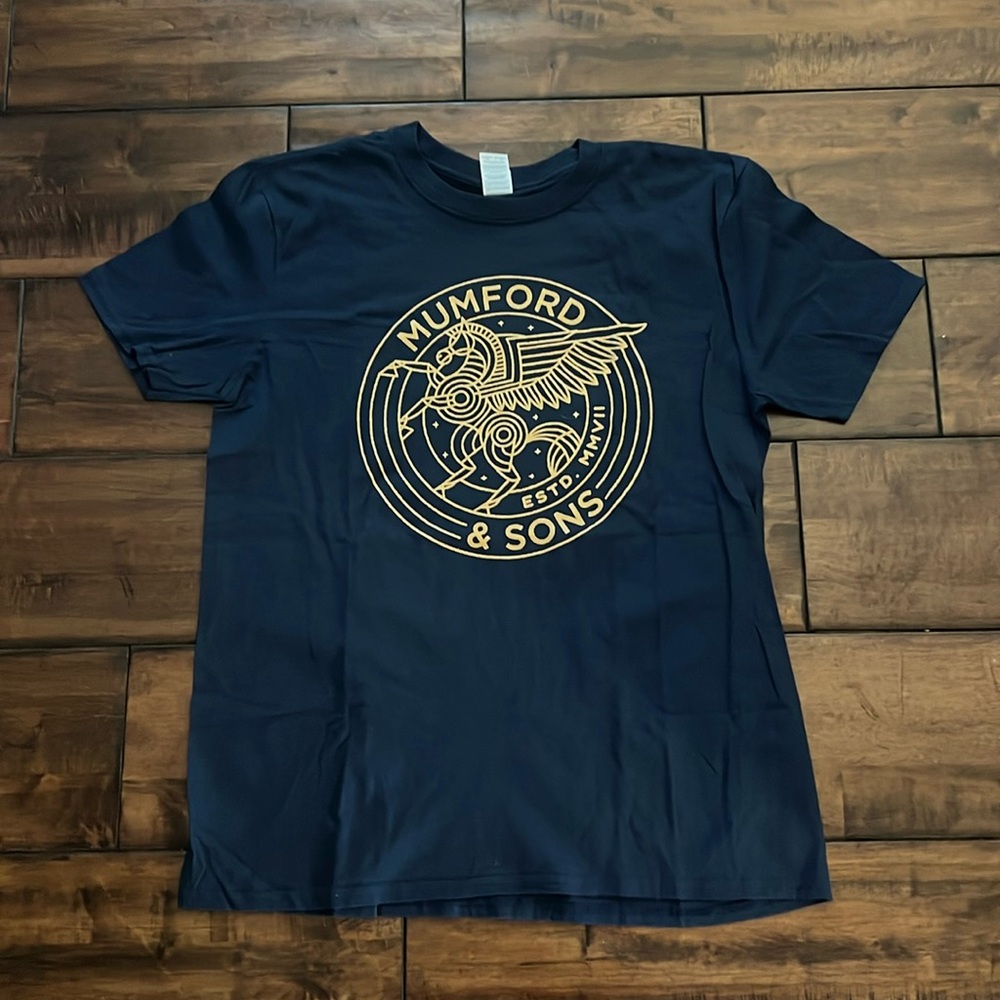 Mumford & Sons blue and gold T-shirt men’s large